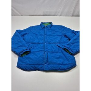 Lacoste Jacket Mens L Blue Puffer Snap Front Quilted Logo Lined Insulated